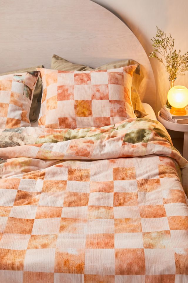 Watercolor Checkerboard Print Duvet Cover Urban Outfitters