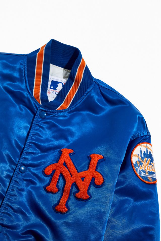 NEW YORK METS RETRO CLASSIC RIB WOOL VARSITY JACKET (EGGSHELL/ ROYAL BLUE)