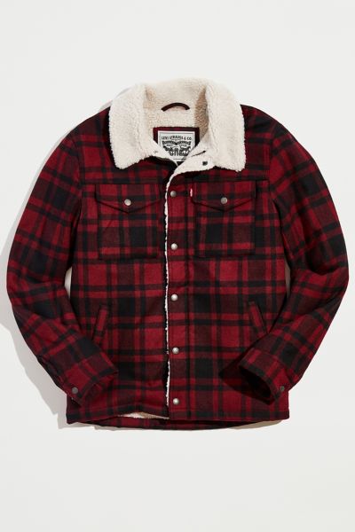 Levi s Sherpa Lined Plaid Shirt Jacket Urban Outfitters