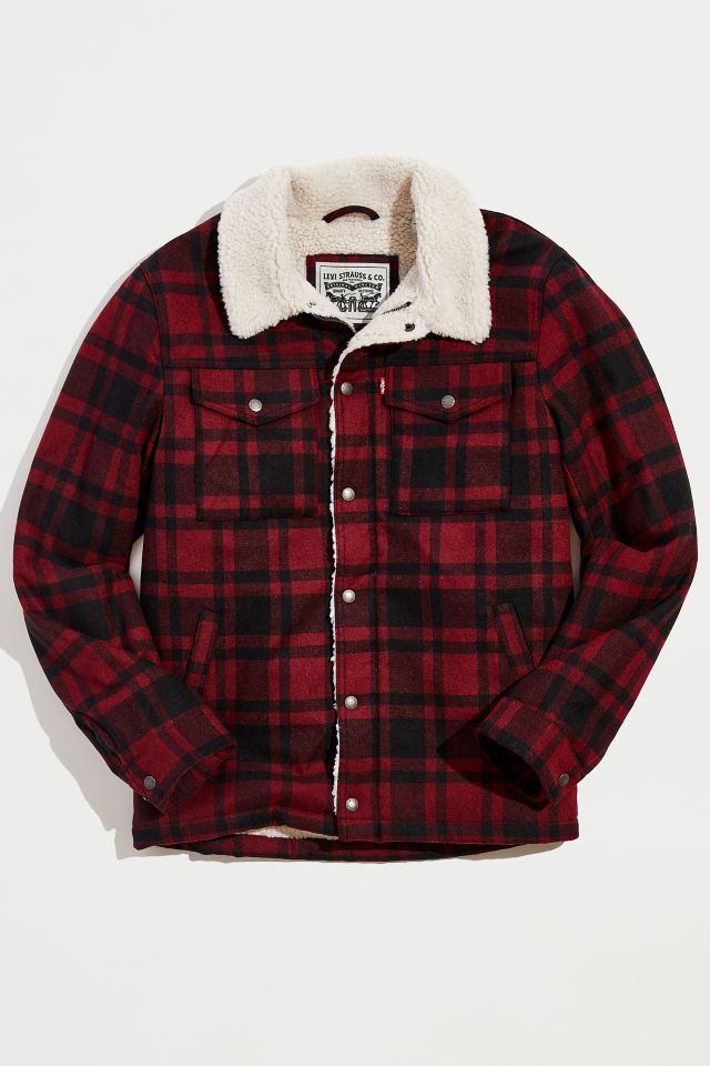 Levi's Sherpa Lined Plaid Shirt Jacket | Urban Outfitters