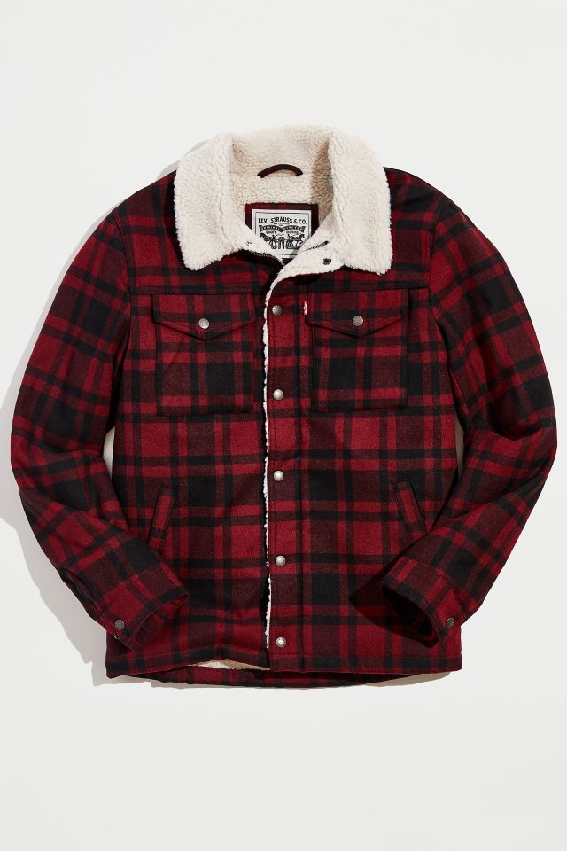 Levi's red plaid store sherpa jacket