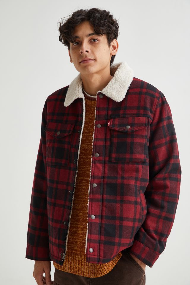 Levi's Sherpa Lined Plaid Shirt Jacket | Urban Outfitters