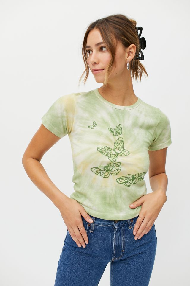 Urban Outfitters, Tops, Dark Green Tie Dyed Tshirt