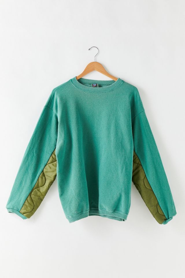 Vintage Green Quilted Crew Neck Sweatshirt