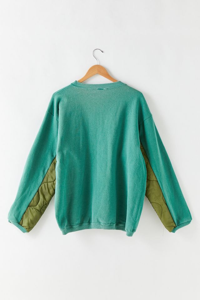 Vintage Green Quilted Crew Neck Sweatshirt #1