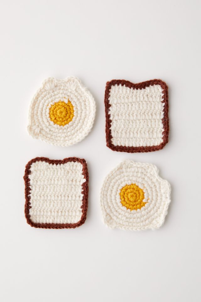 Eggs ‘N’ Toast Crochet Coaster Set #2