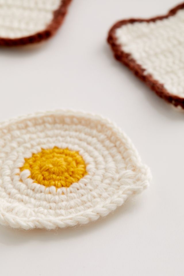 Eggs ‘N’ Toast Crochet Coaster Set #3