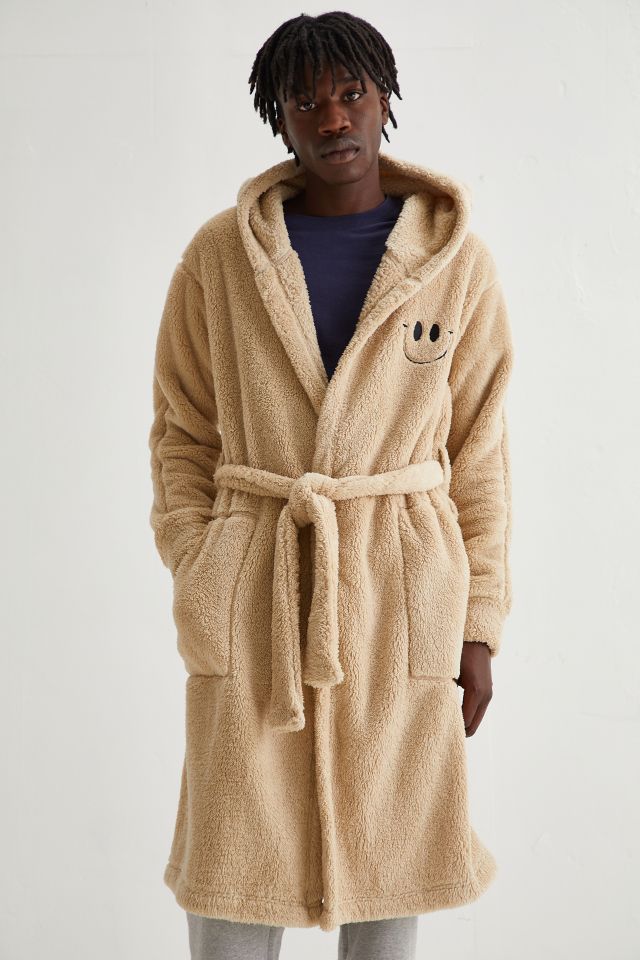 UO Happy Face Fleece Robe Urban Outfitters