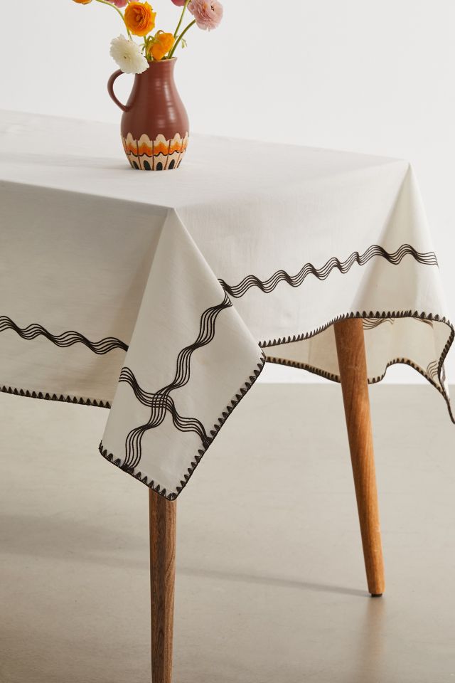 Retro Wave Embroidered Tablecloth #6