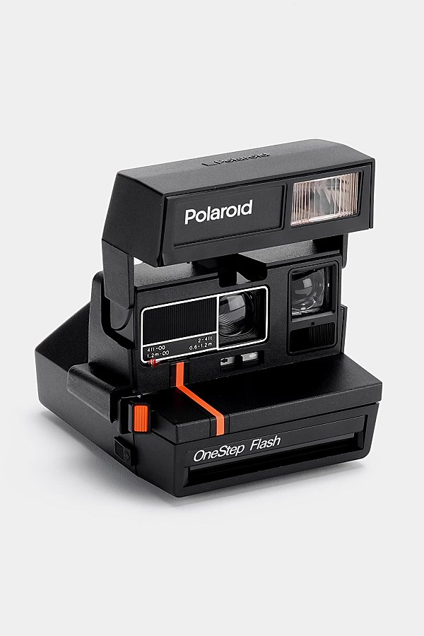 Polaroid Red Stripe Vintage 600 Instant Camera Refurbished By Retrospekt In Black With Red Stripe