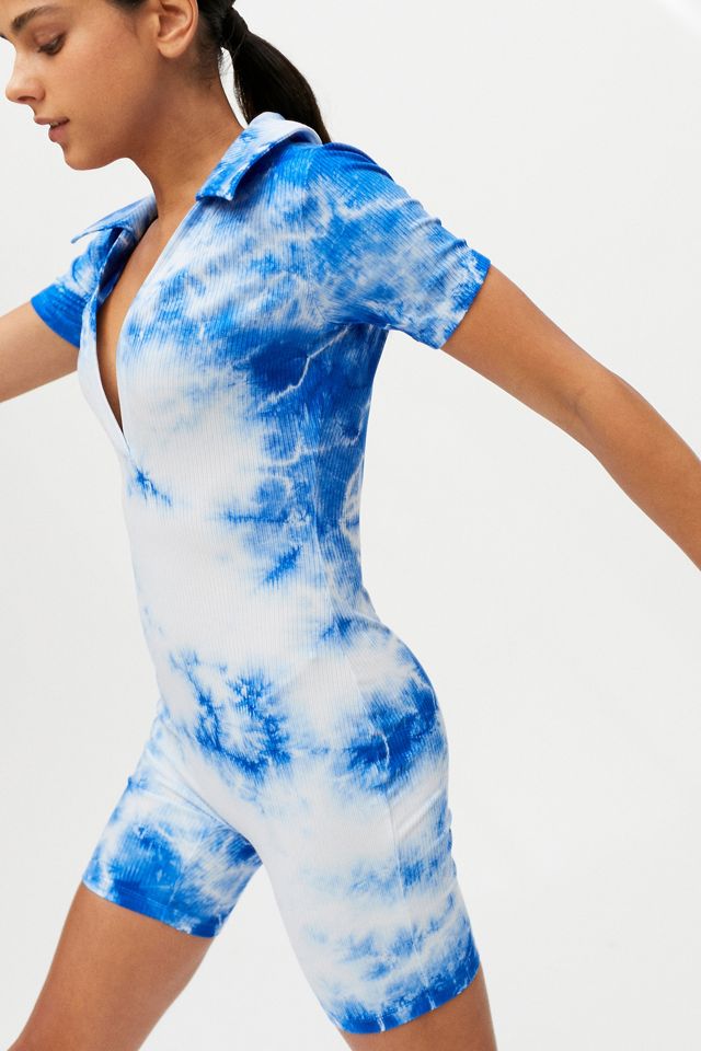 Year Of Ours Tie-Dye Plunging Polo Bodysuit Romper #1