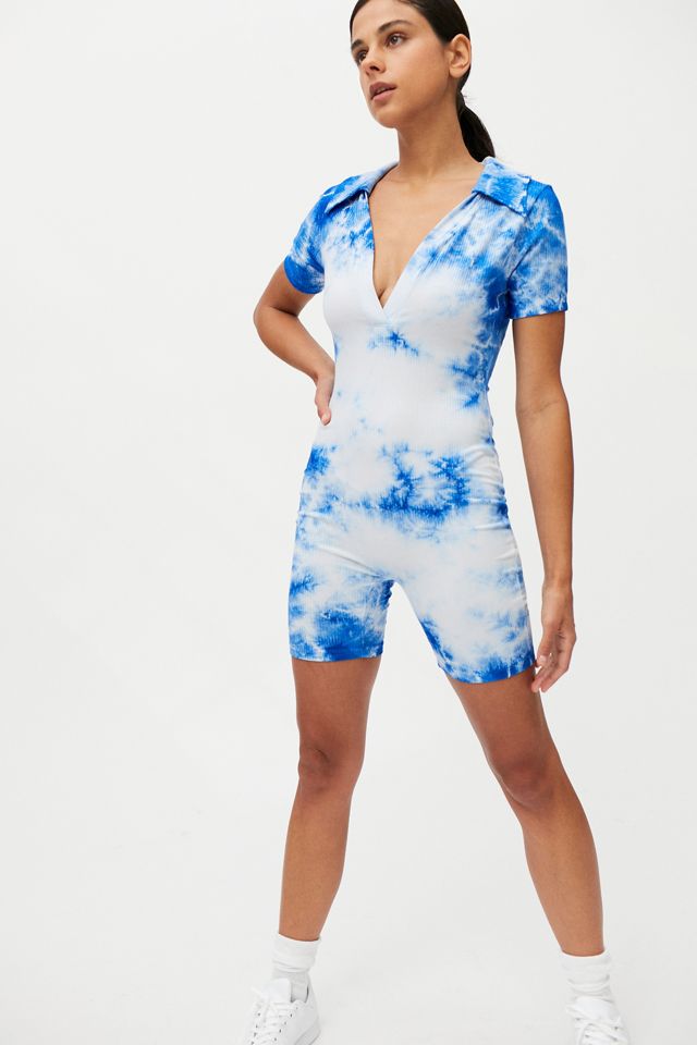 Year Of Ours Tie-Dye Plunging Polo Bodysuit Romper #3