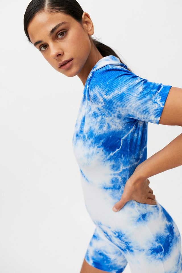 Year Of Ours Tie-Dye Plunging Polo Bodysuit Romper #4