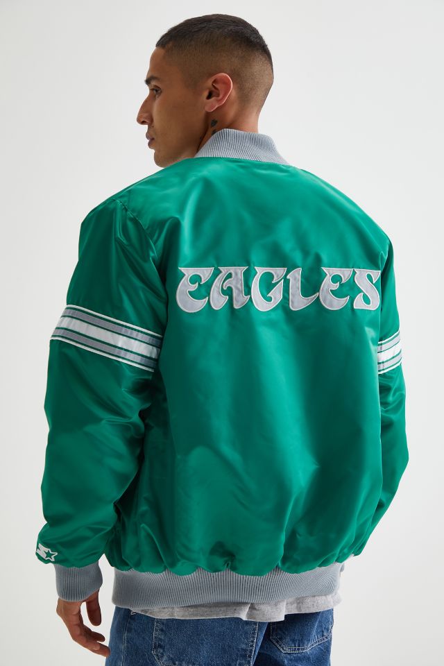 Renegade Philadelphia Eagles Starter Satin Green and White Jacket