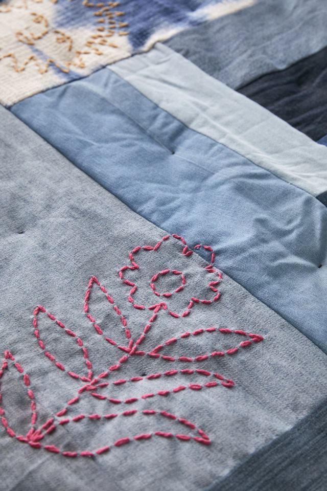 Urban Renewal Embroidered Denim Quilt #3
