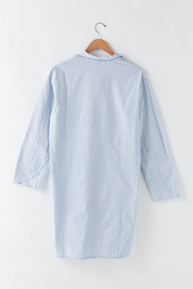 Vintage 1950s White & Blue Pattern Nightshirt Dress #1
