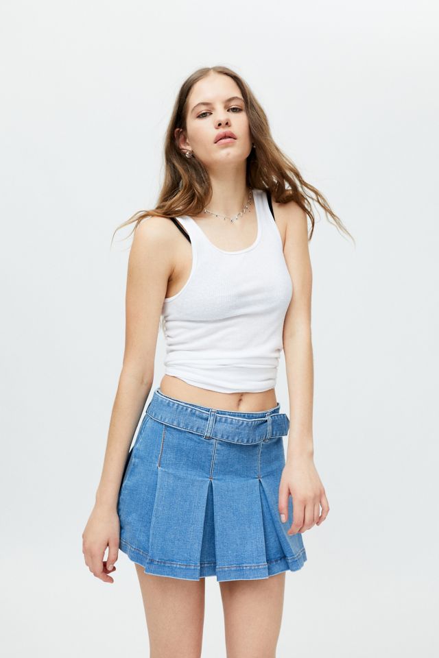 Miss Sixty UO Exclusive Denim Pleated Kilt Skirt | Urban Outfitters