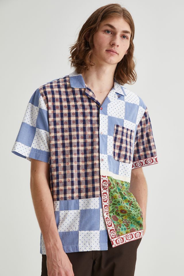 【KOOLOSET】Rivet Patchwork Short Sleeve Shirt Luru Boxy Cropped Short Sleeve Shirt - Multi-color | Levi's® US