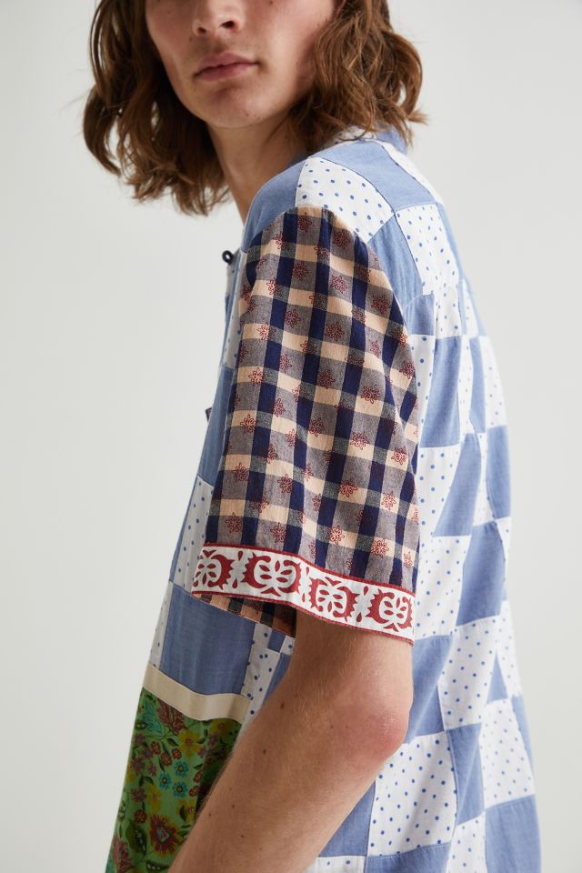Urban Renewal Remnants Upcycled Spliced Patchwork Shirt #3