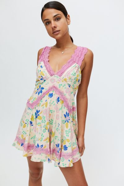 UO Tiffany Lace Trim Mini Dress | Urban Outfitters