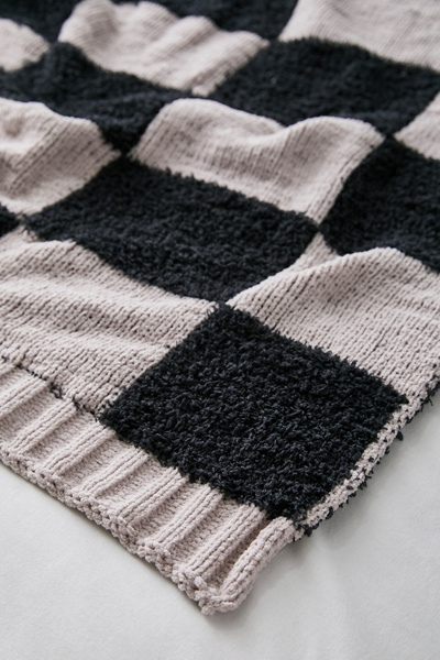 Stargazer Checkerboard Knit Throw Blanket - Thumbnail 2