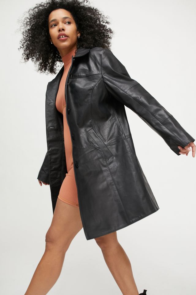 Deadwood Kara Recycled Leather Coat | Urban Outfitters