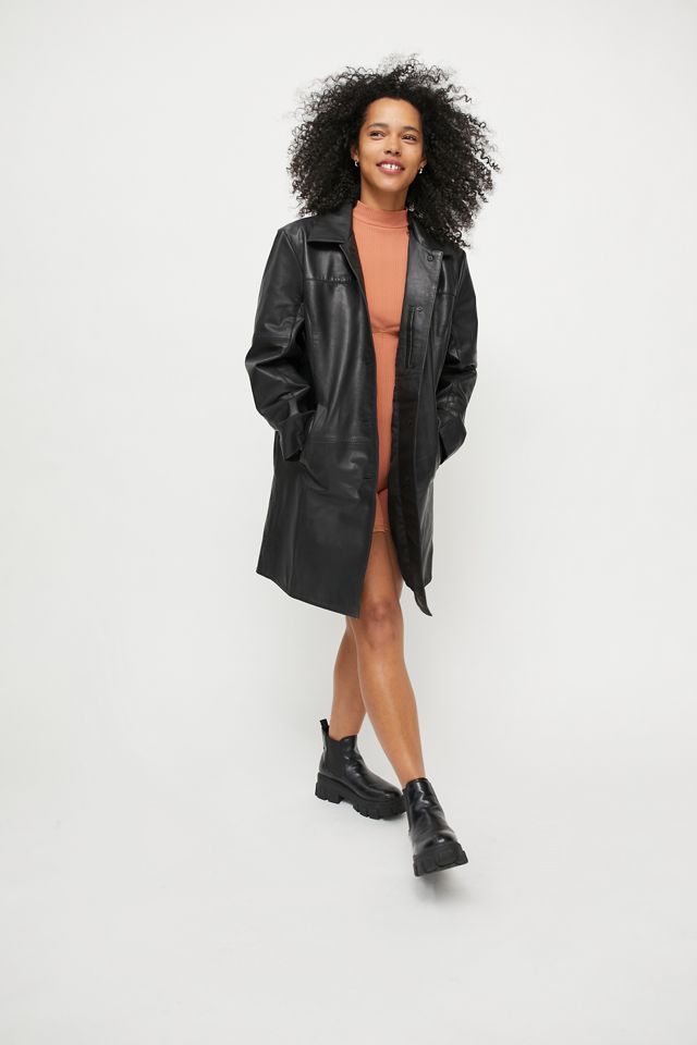Deadwood Kara Recycled Leather Coat | Urban Outfitters