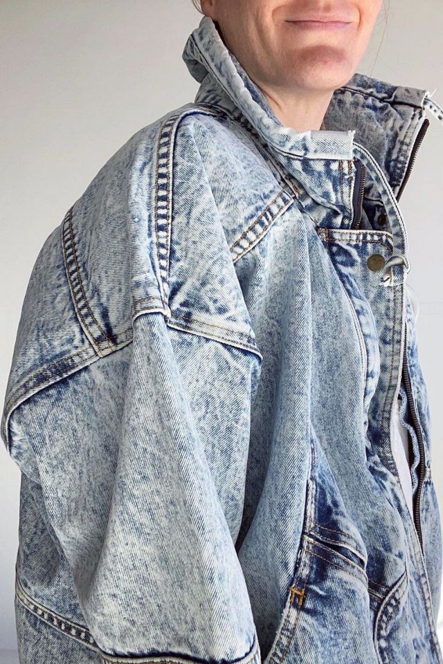Vintage Rare 1980S Oversized Acid Wash Denim Jacket W Mock Neck | Urban  Outfitters