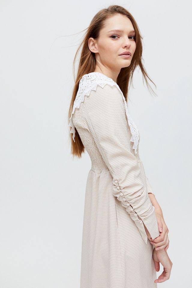 Ghospell Gingham Lace Midi Dress #1