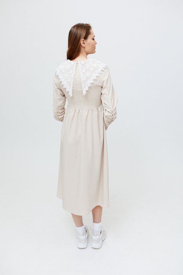 Ghospell Gingham Lace Midi Dress #2
