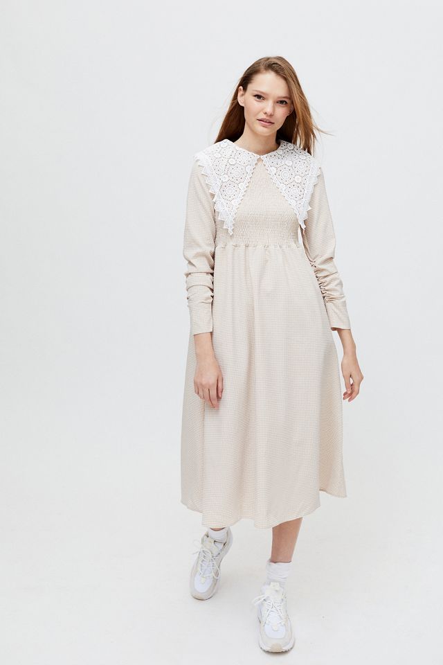 Ghospell Gingham Lace Midi Dress #3
