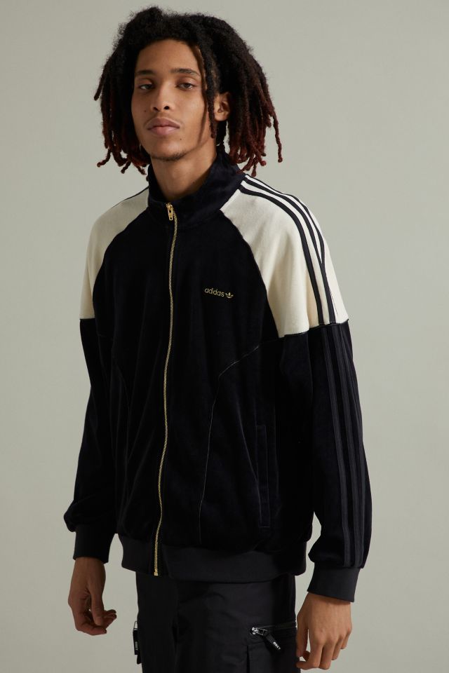 Adidas velour jacket clearance black