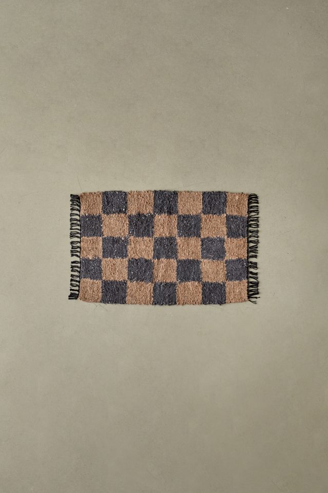 Checkerboard Woven Shag Rag Rug