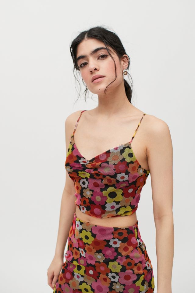 Urban Outfitters - Multicolor Floral Mesh Cinched