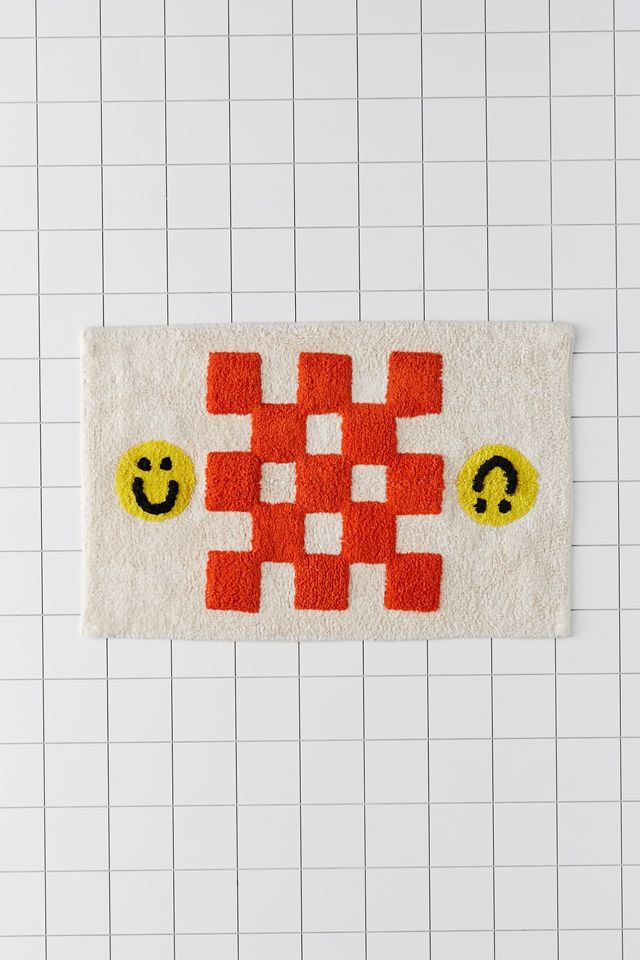 DEGEN UO Exclusive Happy Face Tufted Bath Mat #1