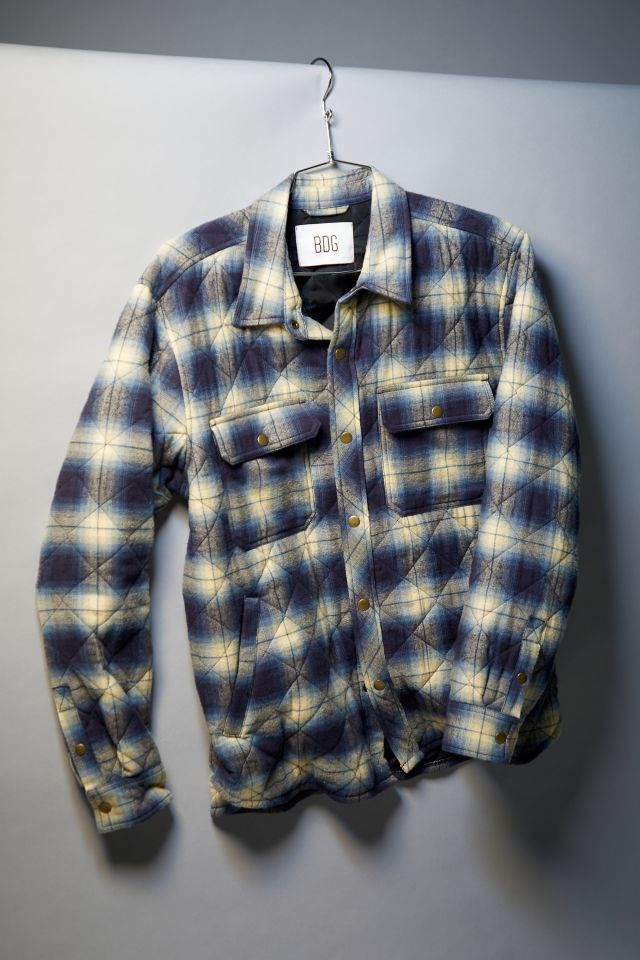 BDG Brushed Plaid Quilted Shirt Jacket | Urban Outfitters