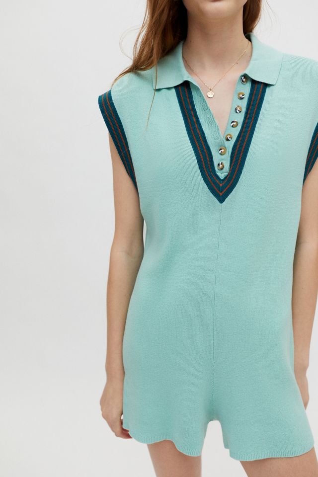 UO Lauryn Collared Knit Romper #1