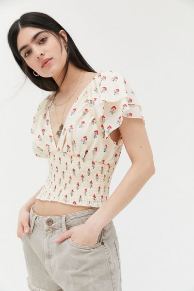 UO Kianna Smocked Top | Urban Outfitters