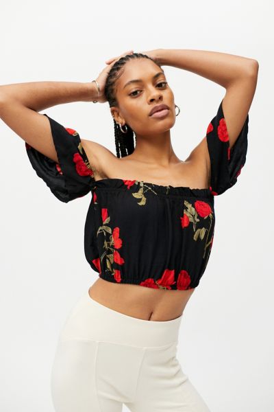 Midriff off shoulder floral top sale