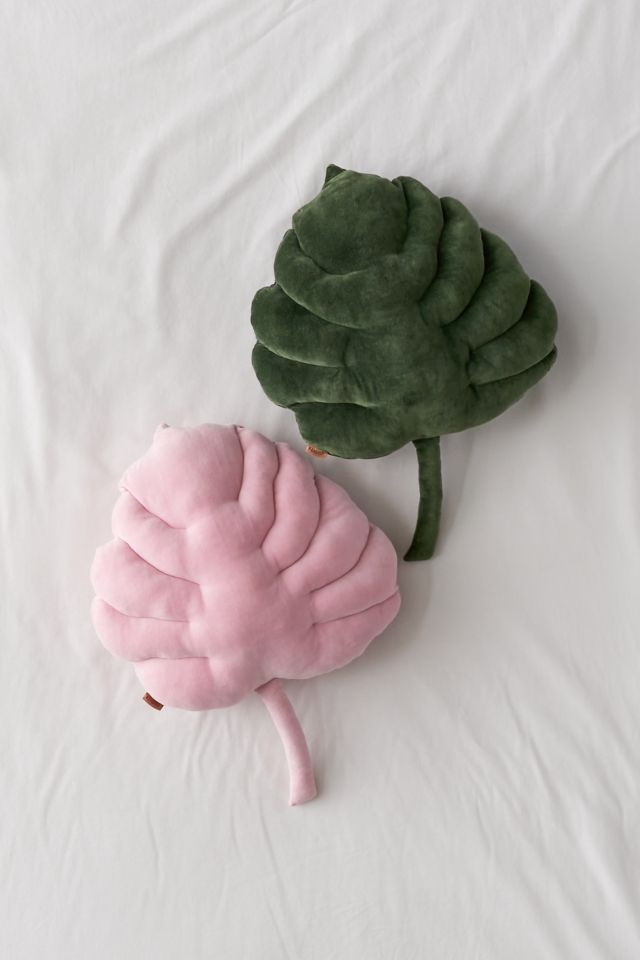 Kip&Co Pink Parfait Velvet Monstera Throw Pillow #3