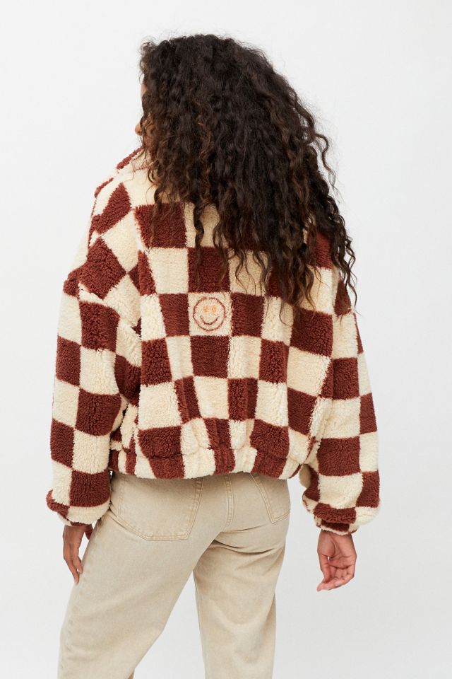 UO Checkerboard Sherpa Fleece Jacket #2
