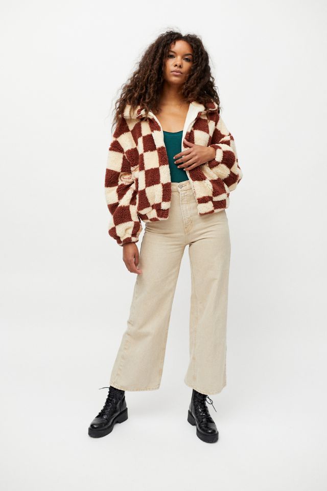 UO Checkerboard Sherpa Fleece Jacket #3