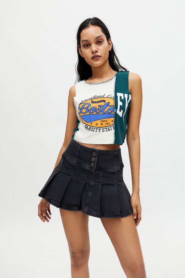 UO Denim Button-Front Kilt Skirt | Urban Outfitters