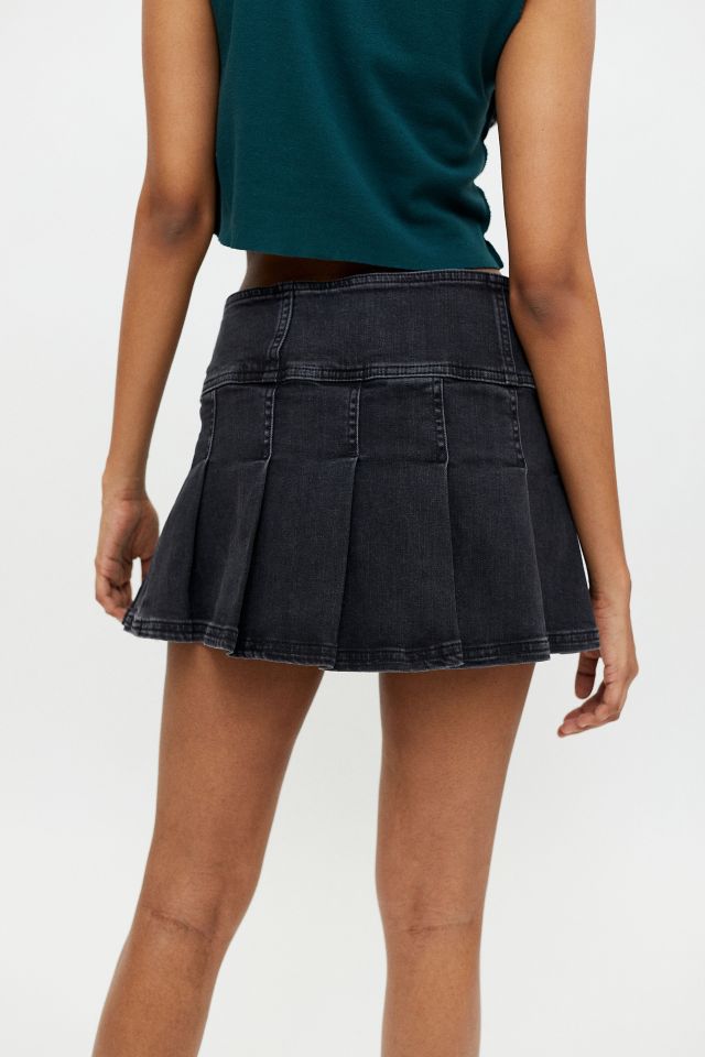 UO Denim Button-Front Kilt Skirt #1