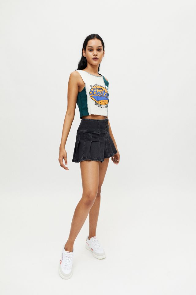 UO Denim Button-Front Kilt Skirt #2