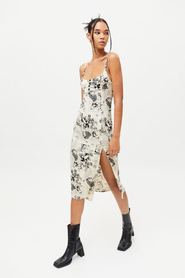 Robe Fourreau Mi-Longue Fendue Tiera UO #1