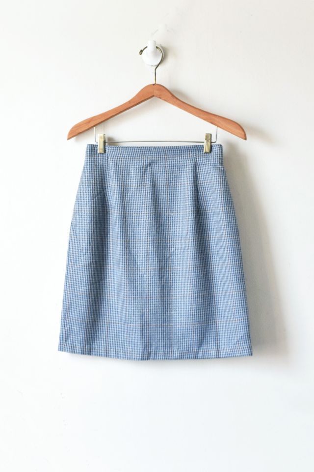 Vintage 90s Grey-Blue Houndstooth Skirt | Urban Outfitters