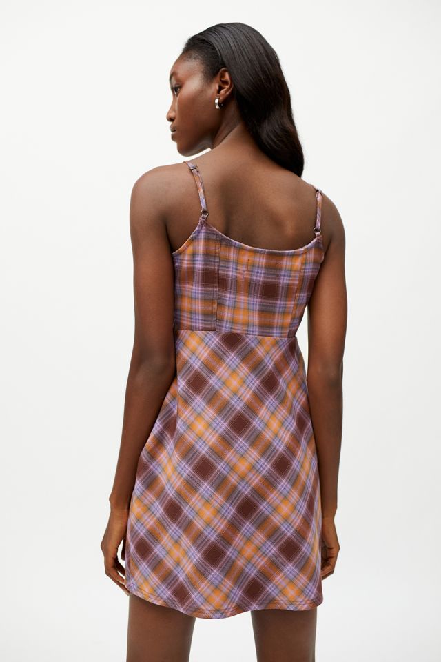 UO Keya Plaid Hook & Eye Mini Dress #2