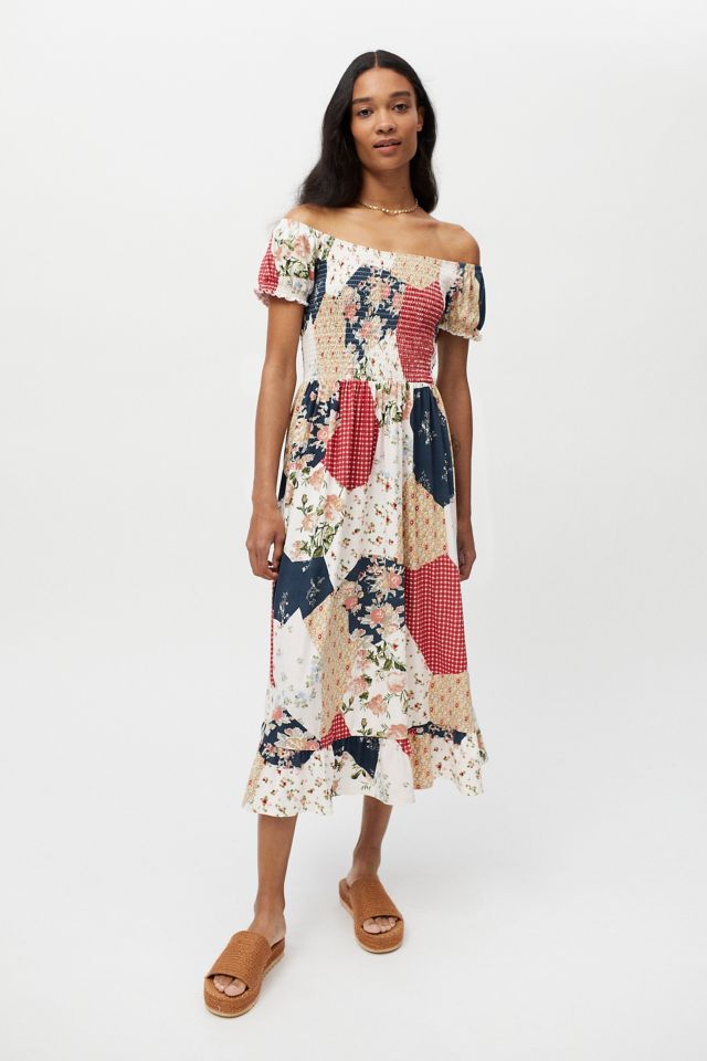 UO Tessie Smocked Sleeve Midi Dress