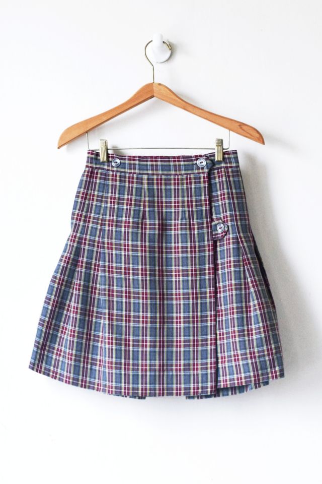 Grey plaid skirt 90s best sale